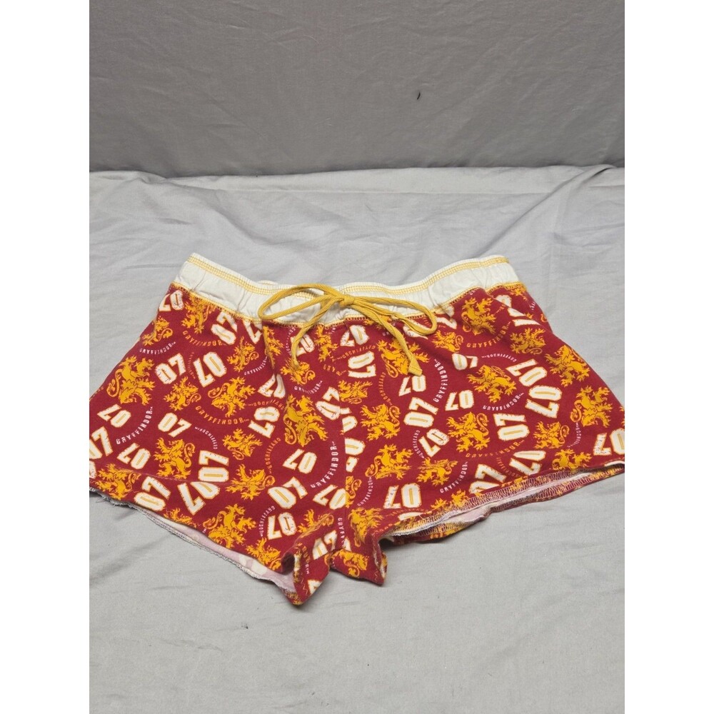 Harry Potter Hedwig Women's Cotton Sleep Shorts Graphic Red/Yellow Drawstring M
